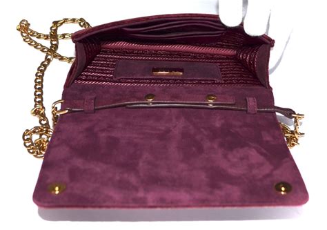 Prada Velvet Cahier Mini Bag Clutch Bag Red Amarena Chain 